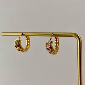 Beautiful Pair of High Quality Gold Plated French Hoop Earrings